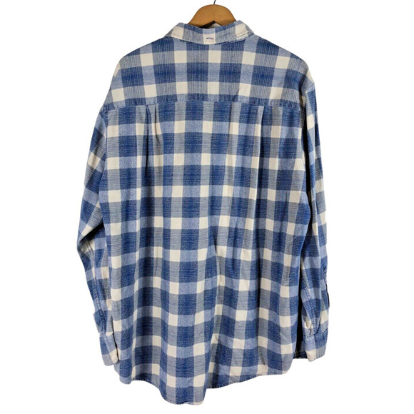 Roundtree & Yorke Plaid Shirt Large Blue White Check Button Down Chore Ranch Men - Picture 2 of 4